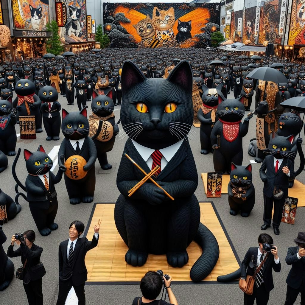 日本の奇祭「黒猫祀り祭」(Black Cat Worship Festival, a strange Japanese festival.)