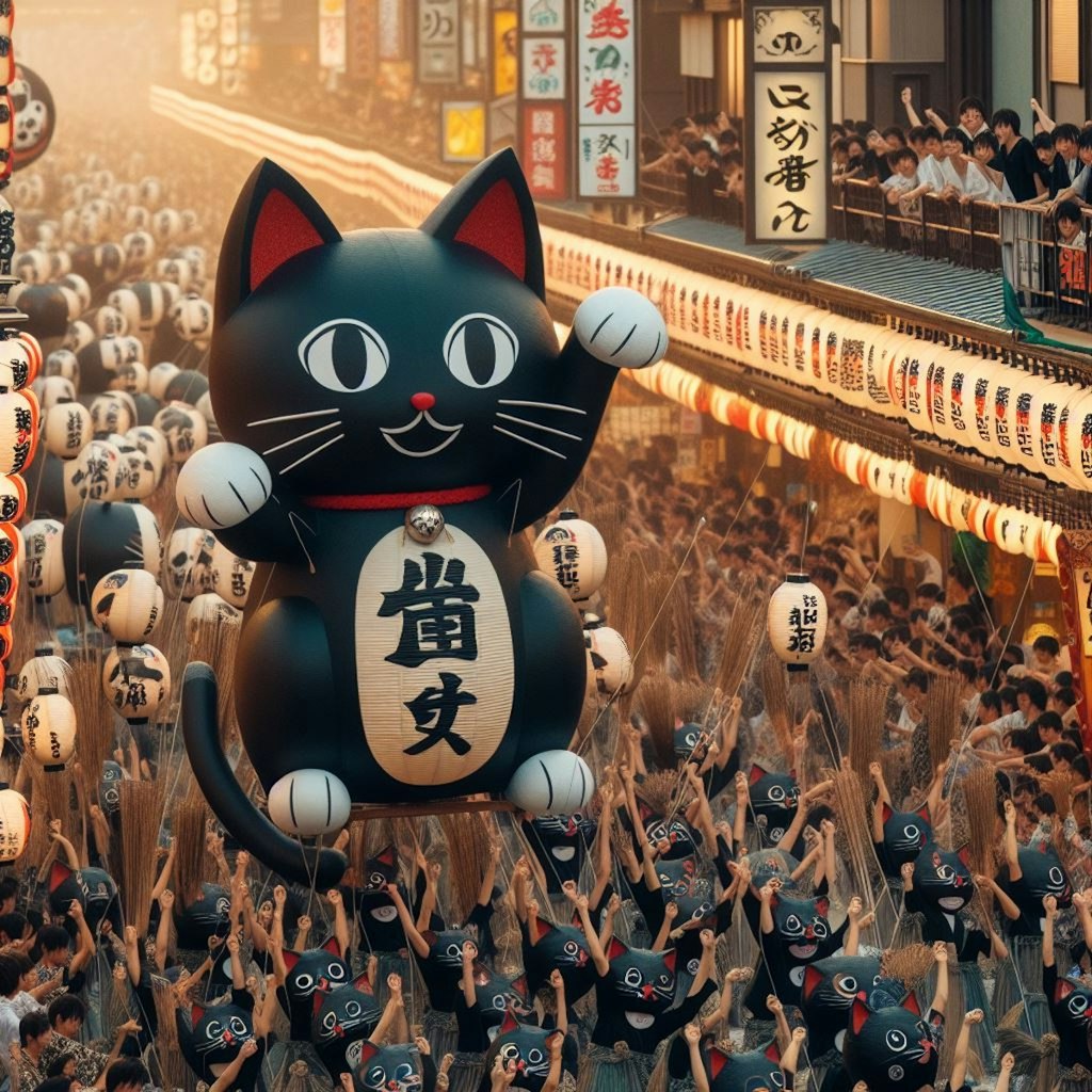 日本の奇祭「黒猫祀り祭」(Black Cat Worship Festival, a strange Japanese festival.)