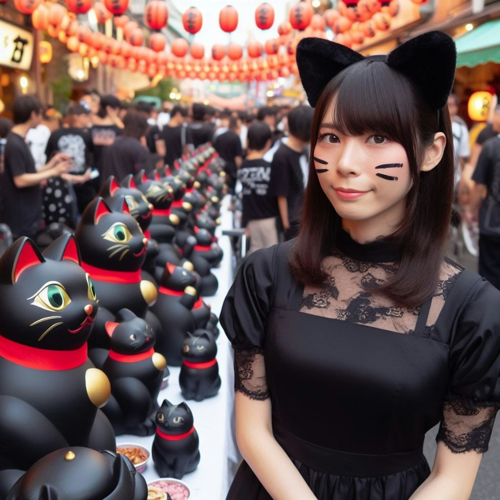 日本の奇祭「黒猫祀り祭」(Black Cat Worship Festival, a strange Japanese festival.)