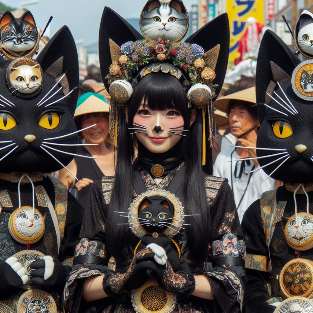 日本の奇祭「黒猫祀り祭」(Black Cat Worship Festival, a strange Japanese festival.)