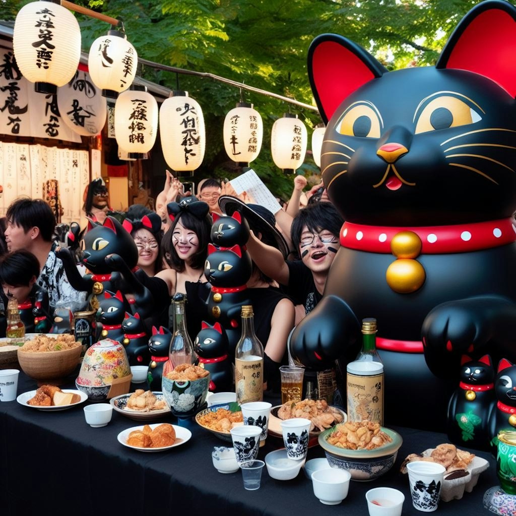 日本の奇祭「黒猫祀り祭」(Black Cat Worship Festival, a strange Japanese festival.)