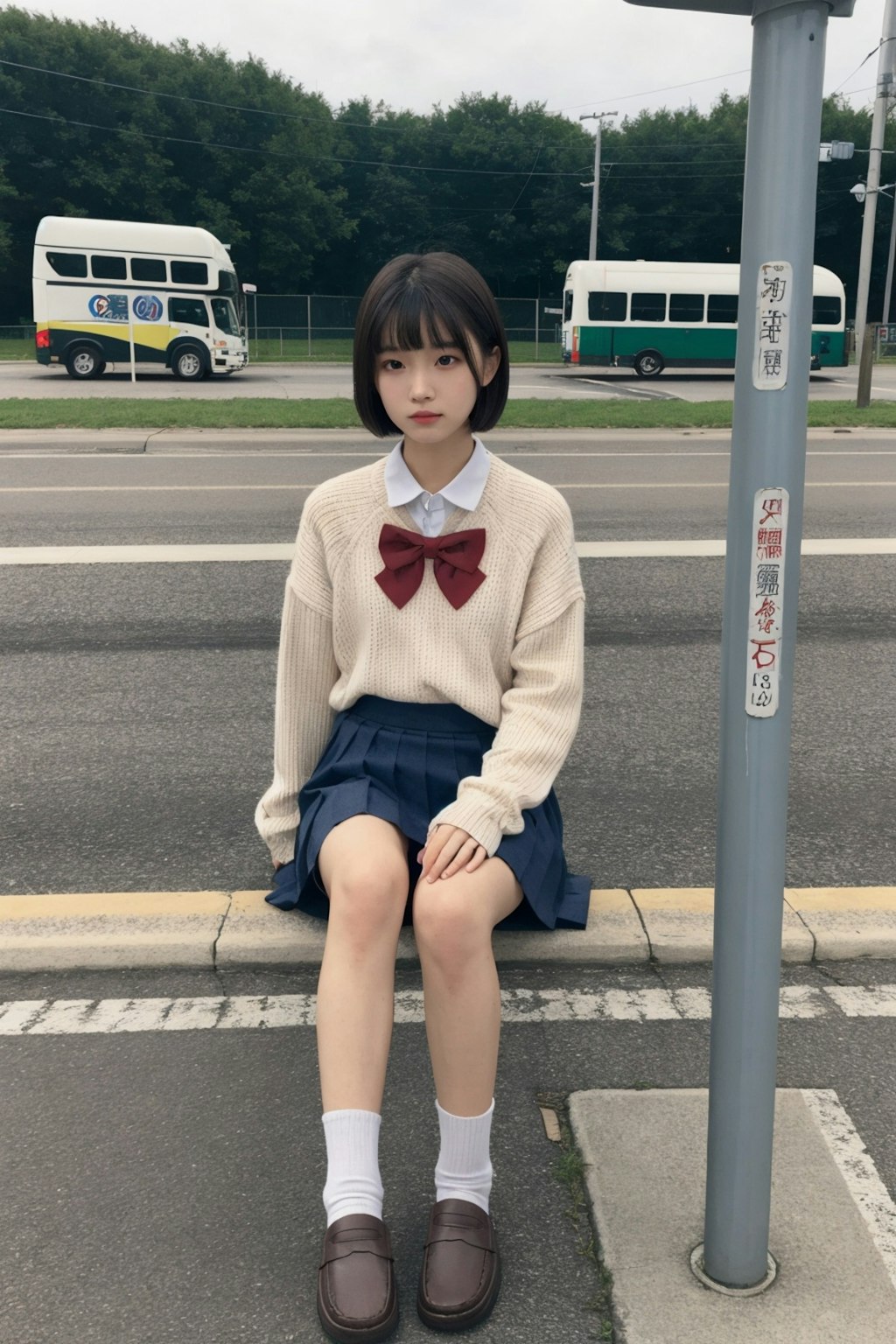 Bus stop girl #3　女生徒シリーズ