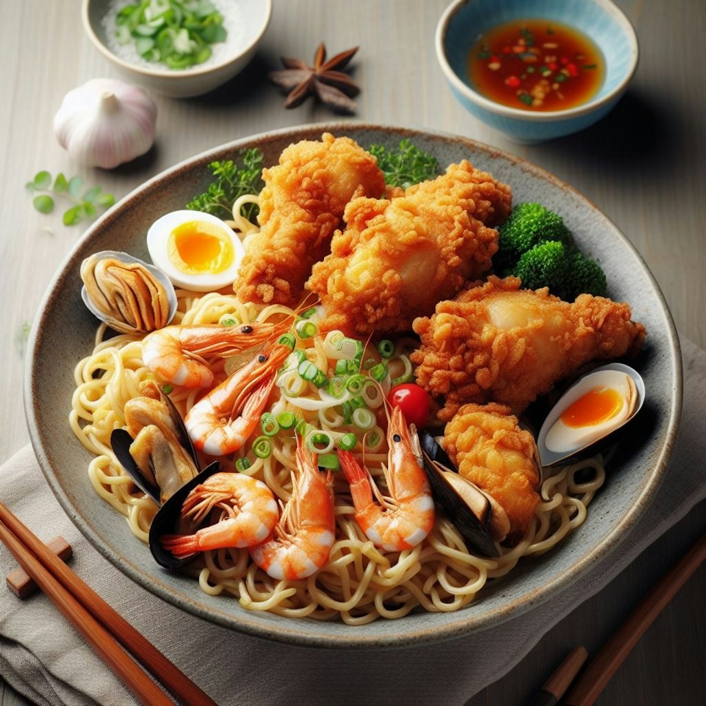 男子受けを狙うseafood noodle