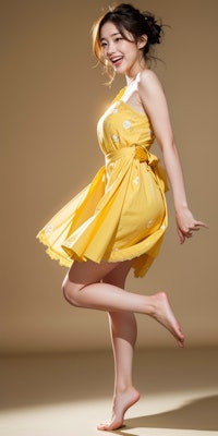 黄色いドレスの女性