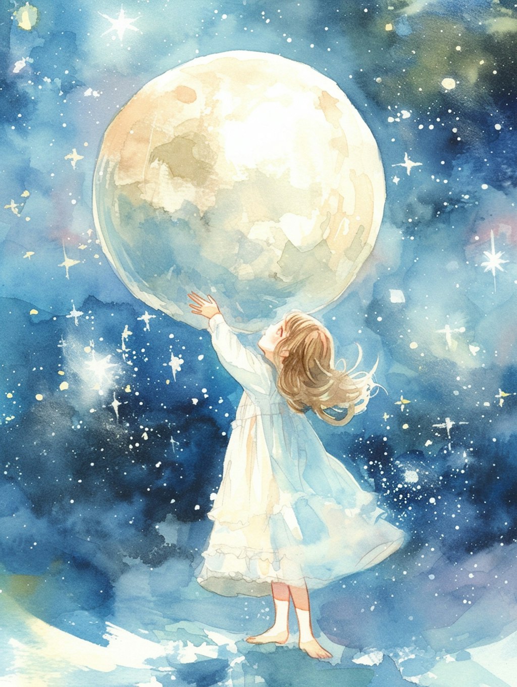 月と遊ぶ少女