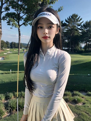 乳首くっきり美女ゴルファー