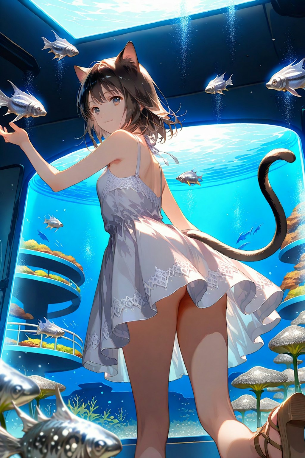 アクアリウムでデートですっ♡(晩御飯は魚のフライがいいな）