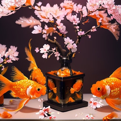 桜と金魚のいる空間