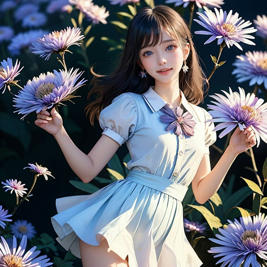 Aster flower school girl