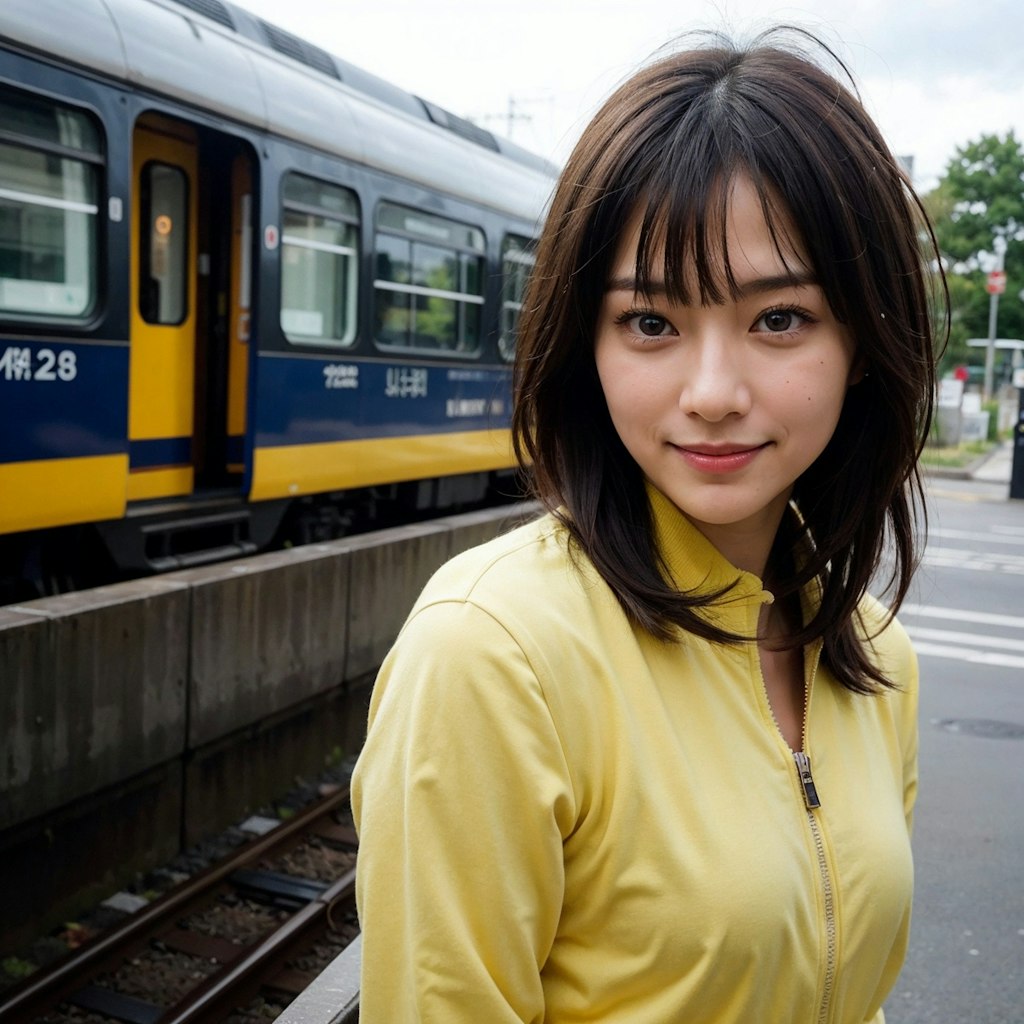 駅、電車、かわいい