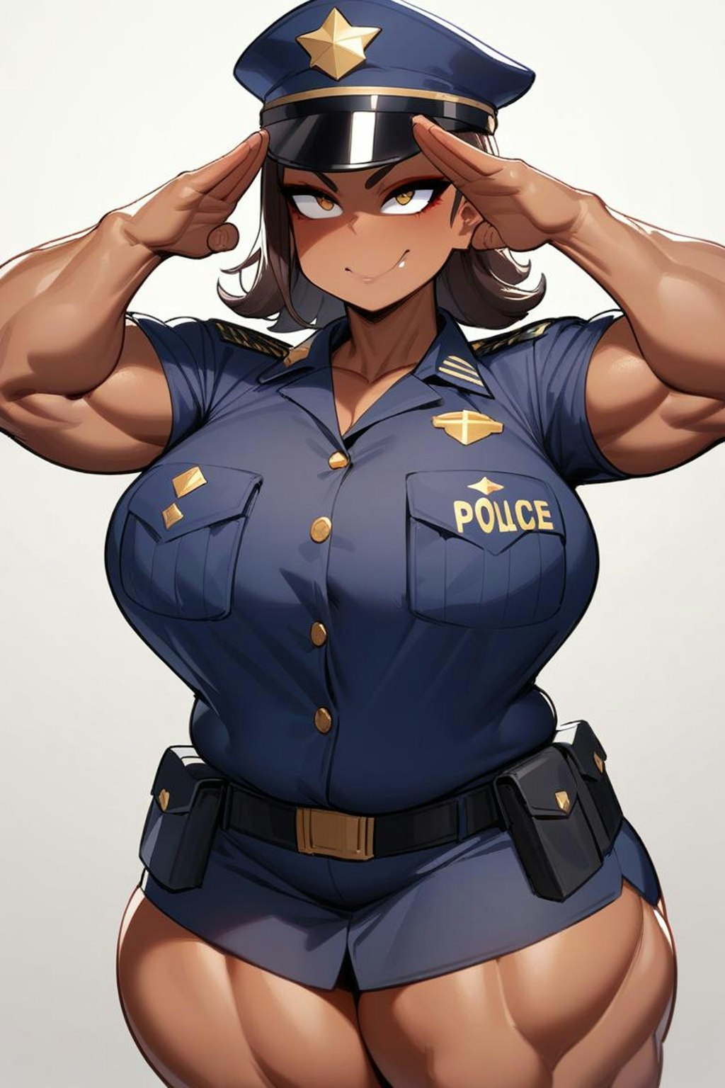 濃い目のメイクしてる肉体派女性警官たち
