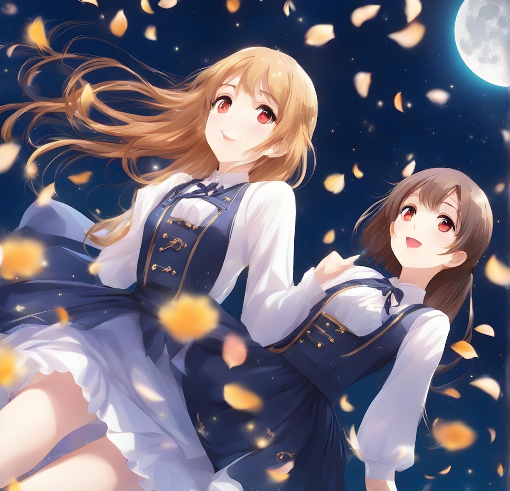 Dancing with flowers under the stars：星空の下で花とのダンス