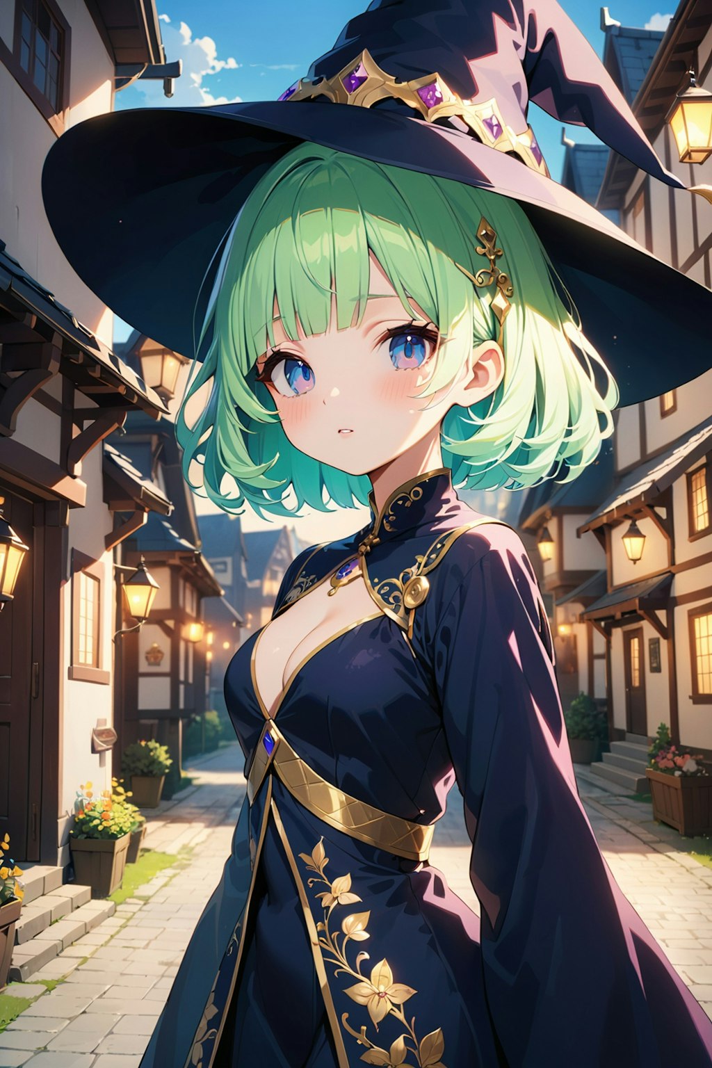 緑髪ショート魔女