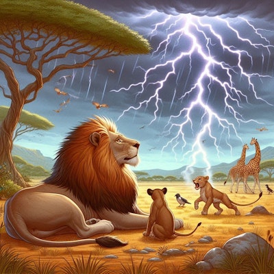 ライオンの近くで鳴る雷音【12枚】