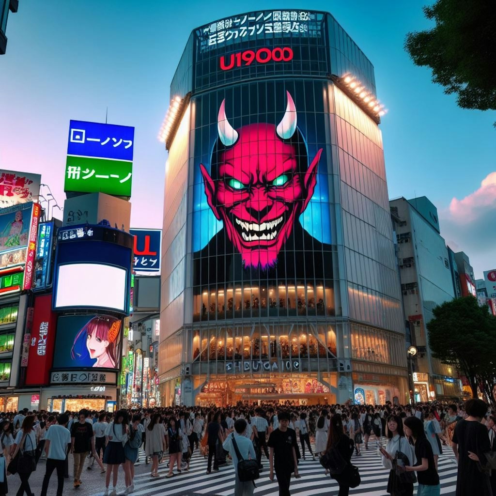 渋谷１０９のビルの天辺でサタンが微笑んでいる