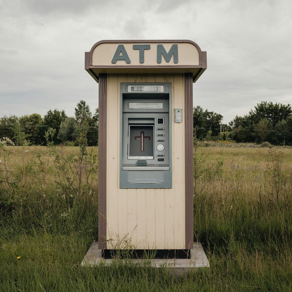 田舎の道に存在するＡＴＭ