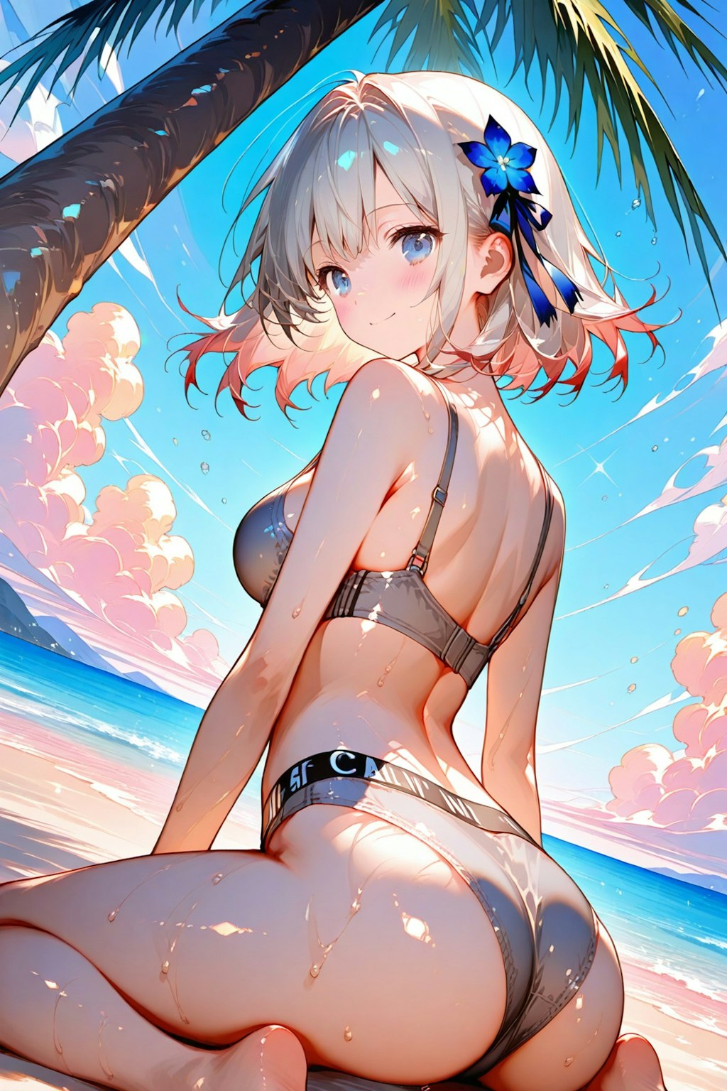 この水着、濡れると染みができちゃうよねぇ