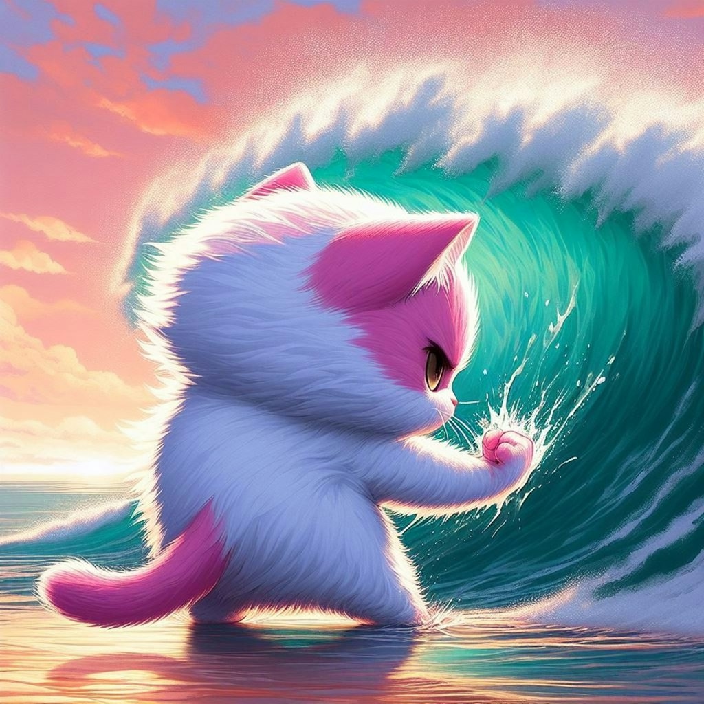 海を割るネコ