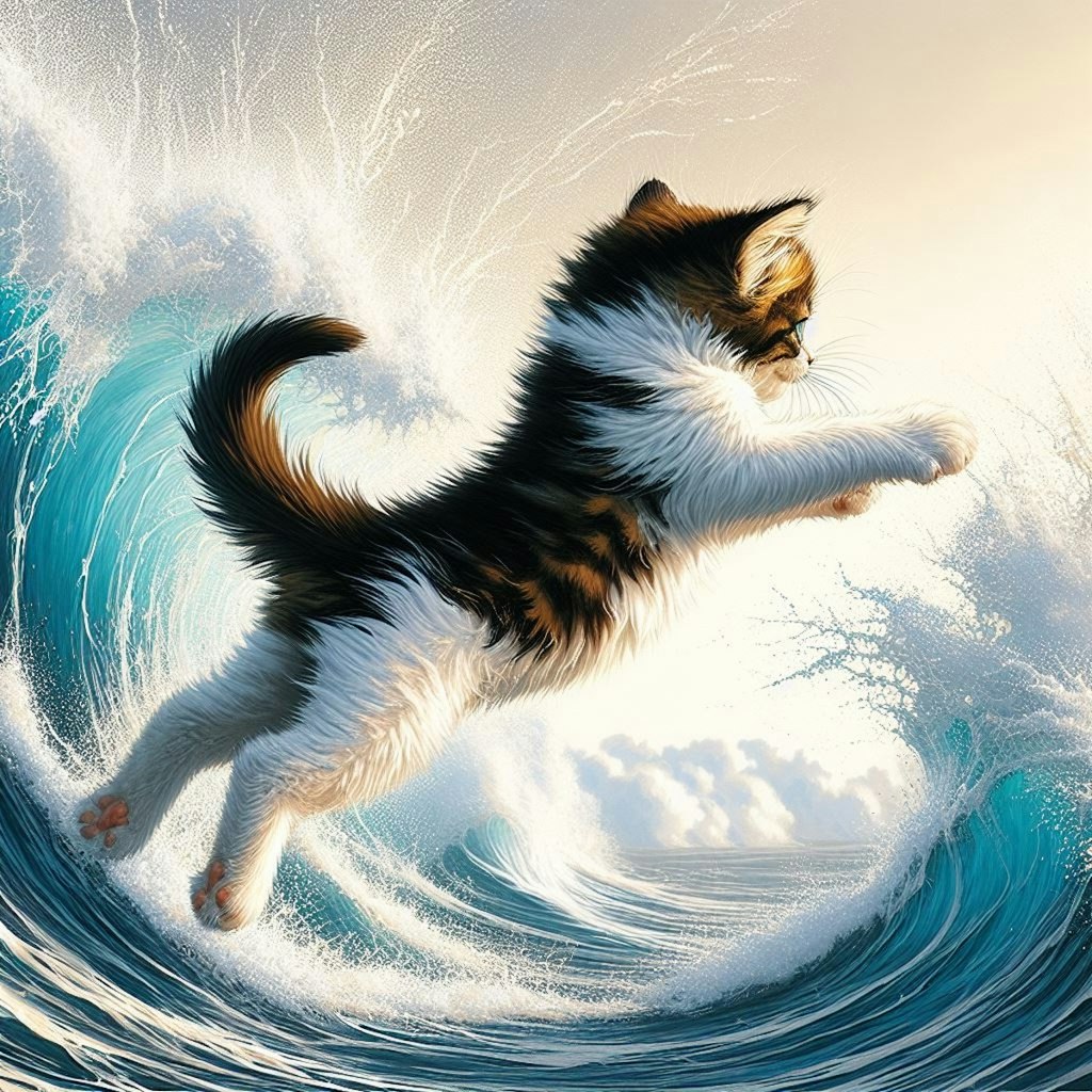 海を割るネコ