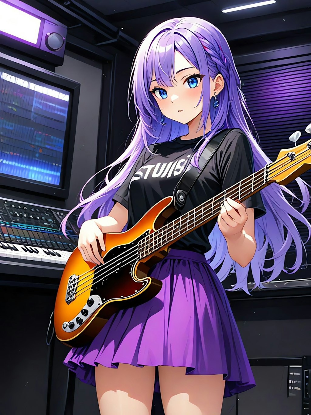 スタジオで練習する志乃舞🎸