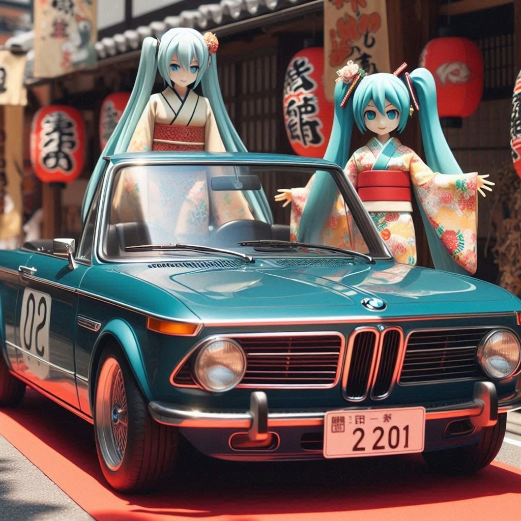 BMW 2002と着物姿初音ミク