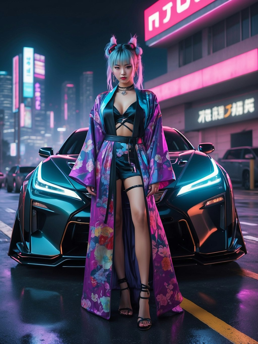 着物少女とGTR