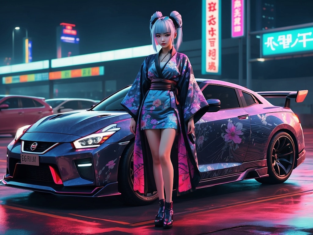 着物少女とGTR