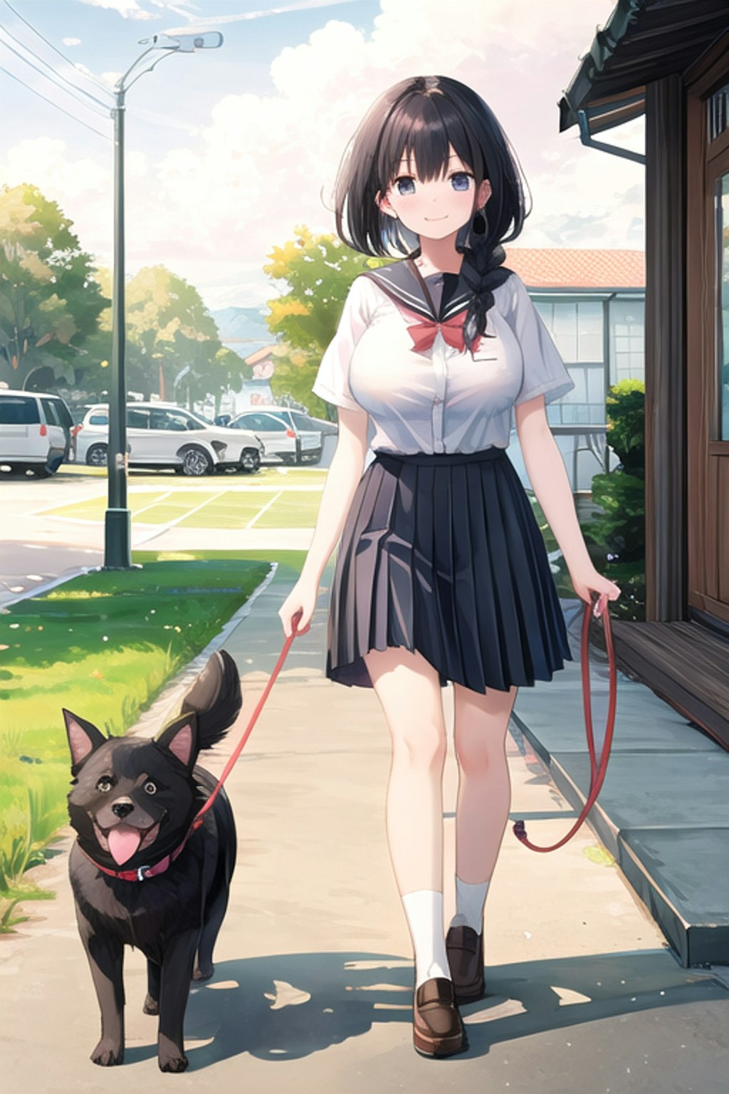 犬の散歩をする女の子１２