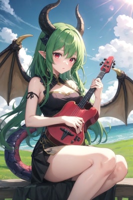 リラを演奏するドラゴン少女