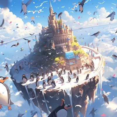 空飛ぶお城はペンギンに占拠されました。