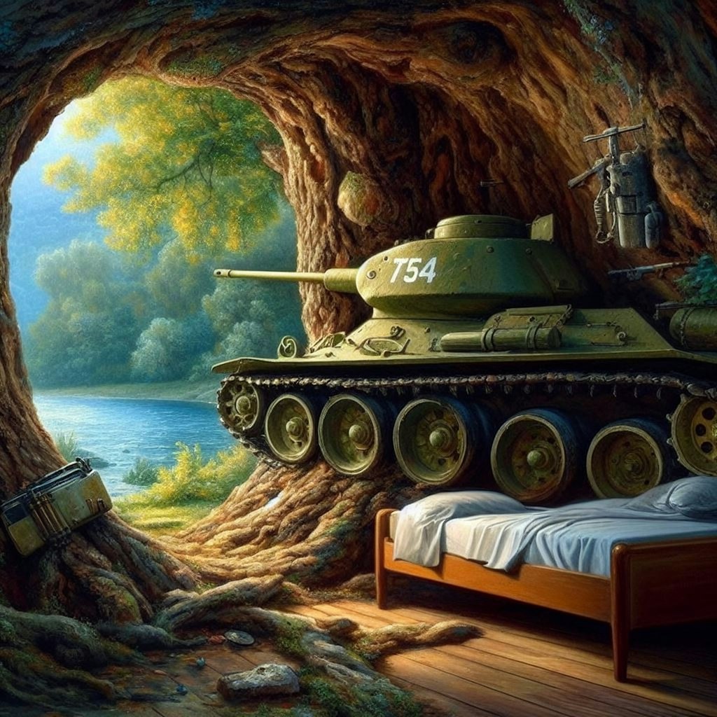 Tank rest in tree hole (2)