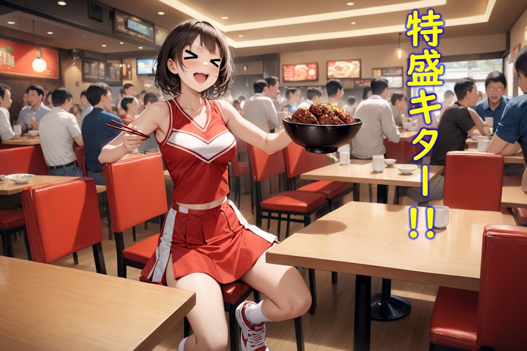 お茶目な特盛牛丼チアリーダー