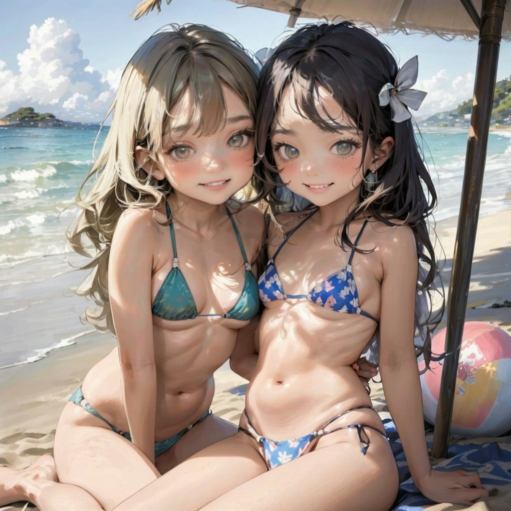 女の子二人とビーチへ