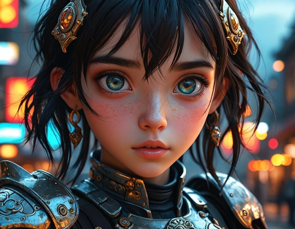 Realistic anime girl in fantasy armor wallpaper