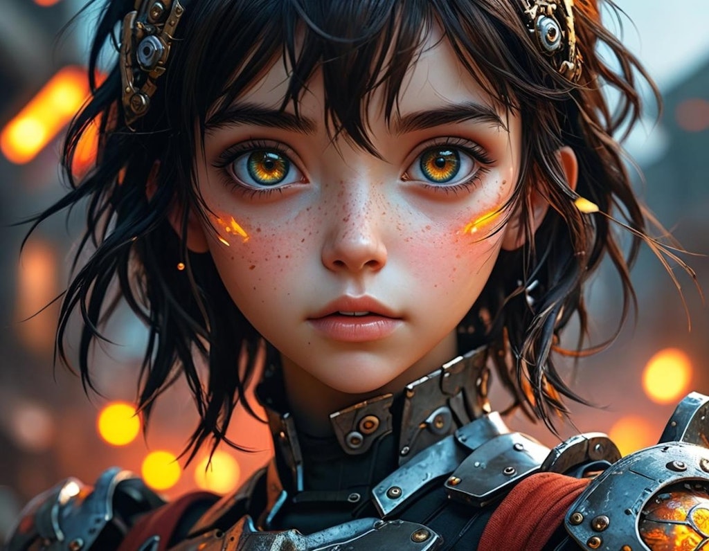 Realistic anime girl in fantasy armor wallpaper