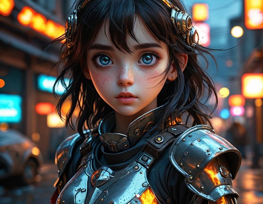 Realistic anime girl in fantasy armor wallpaper