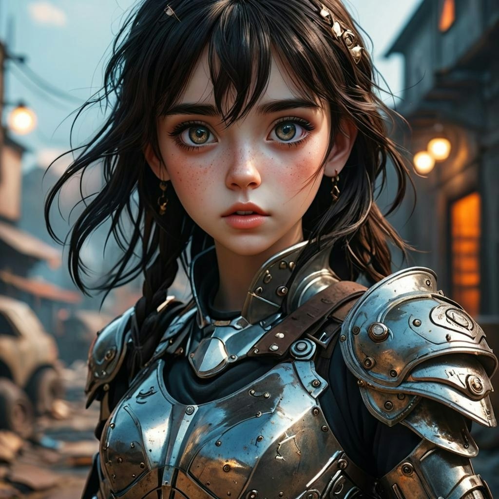 Realistic anime girl in fantasy armor wallpaper