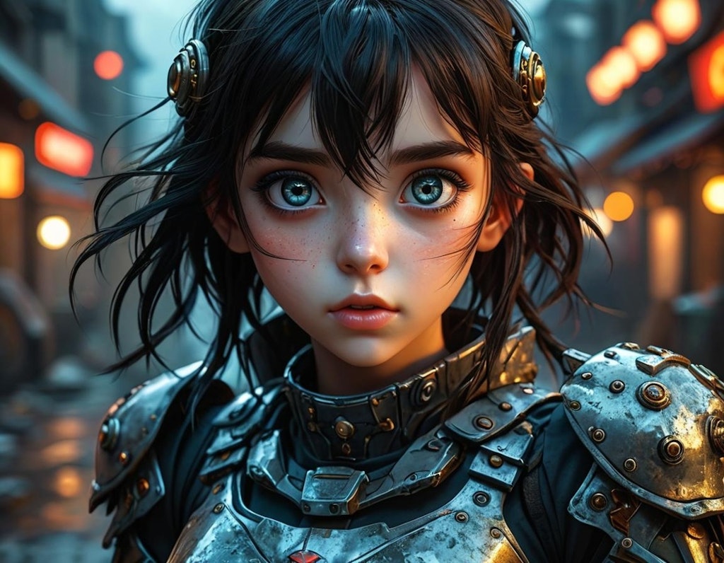 Realistic anime girl in fantasy armor wallpaper