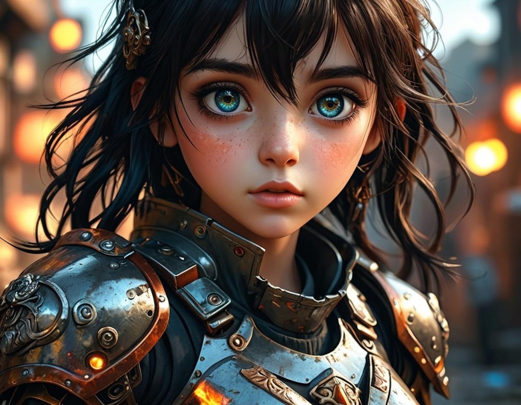 Realistic anime girl in fantasy armor wallpaper