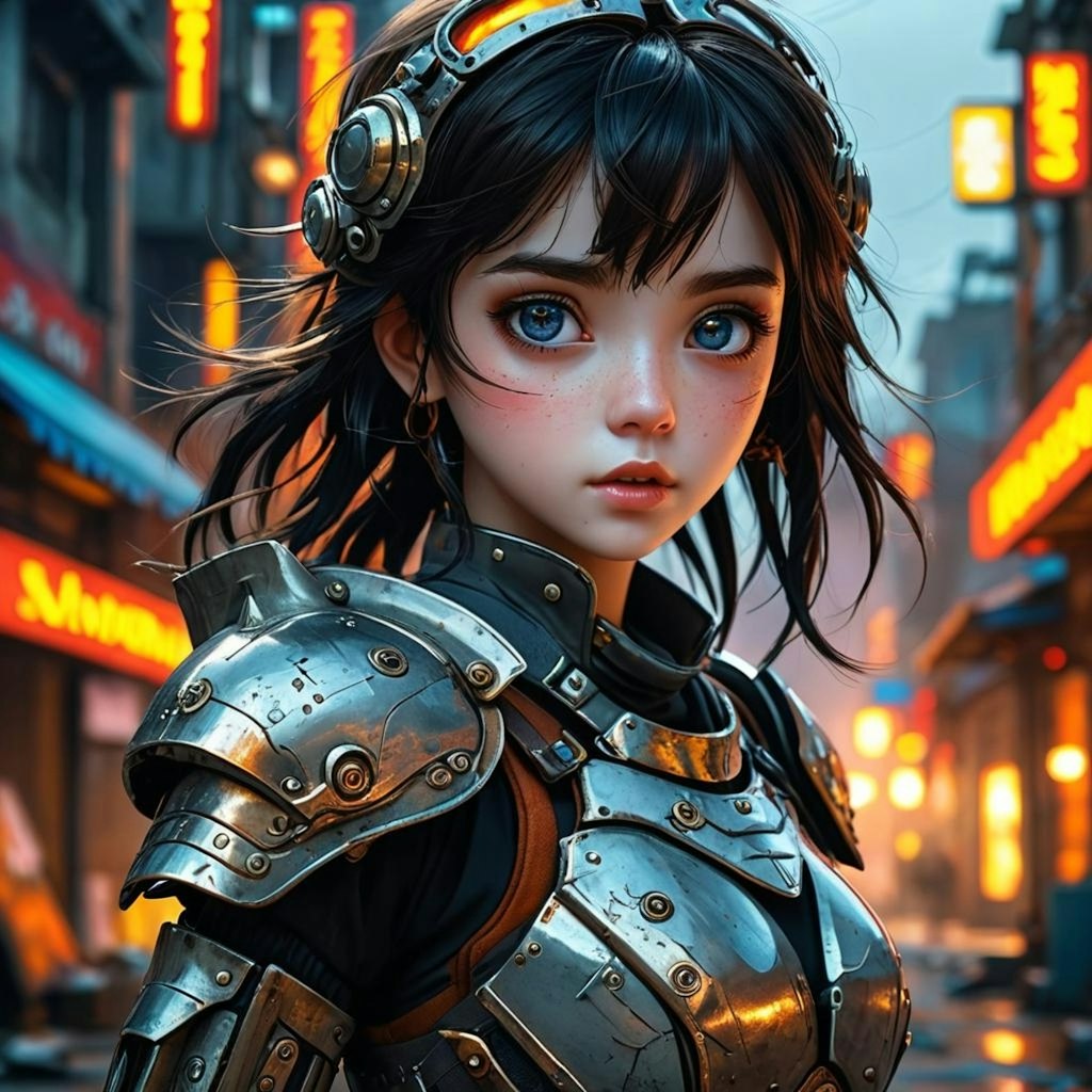 Realistic anime girl in fantasy armor wallpaper