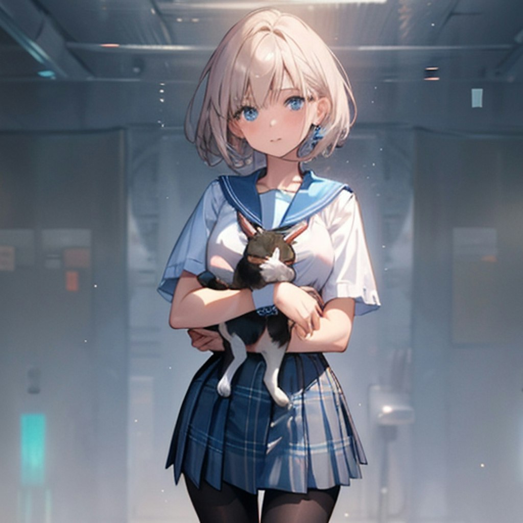 セーラー服の少女と猫２