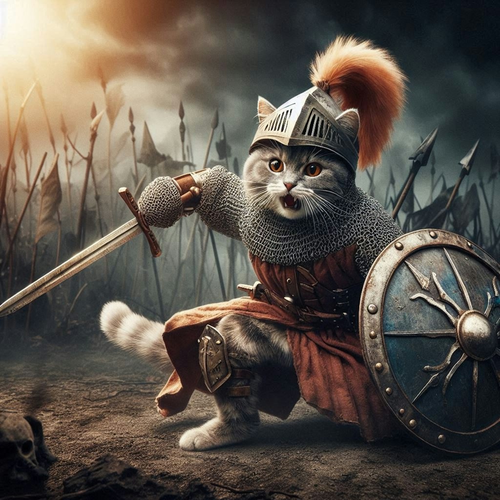 防衛する猫