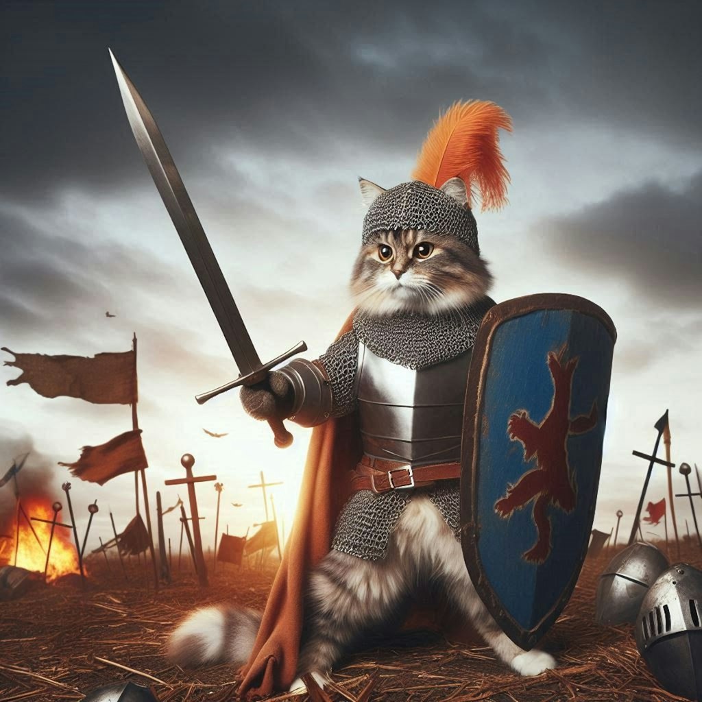 防衛する猫