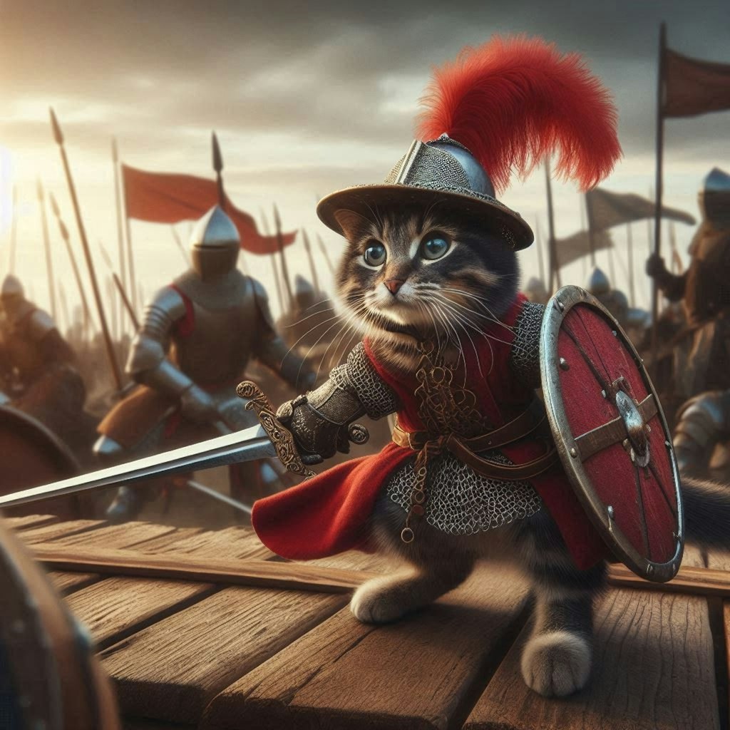 防衛する猫