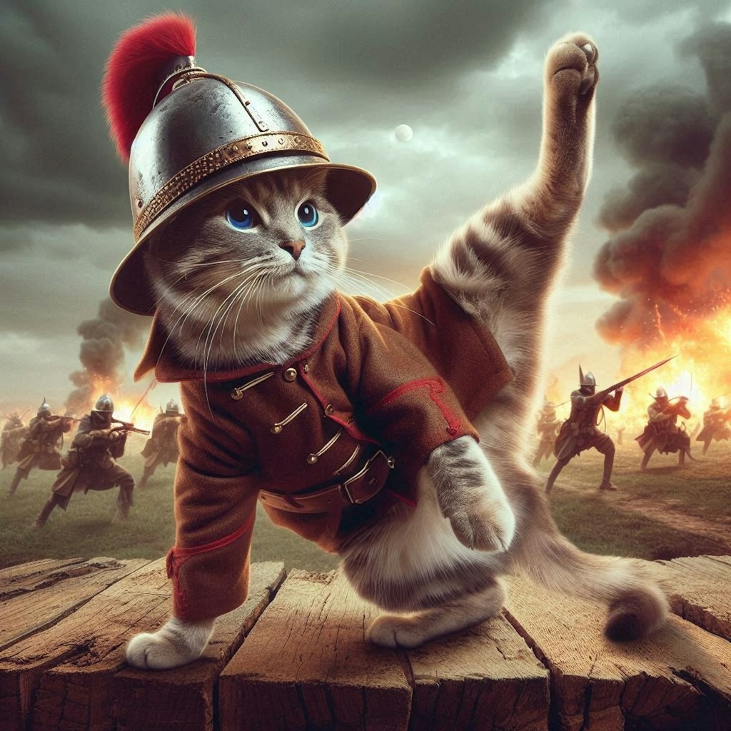 防衛する猫