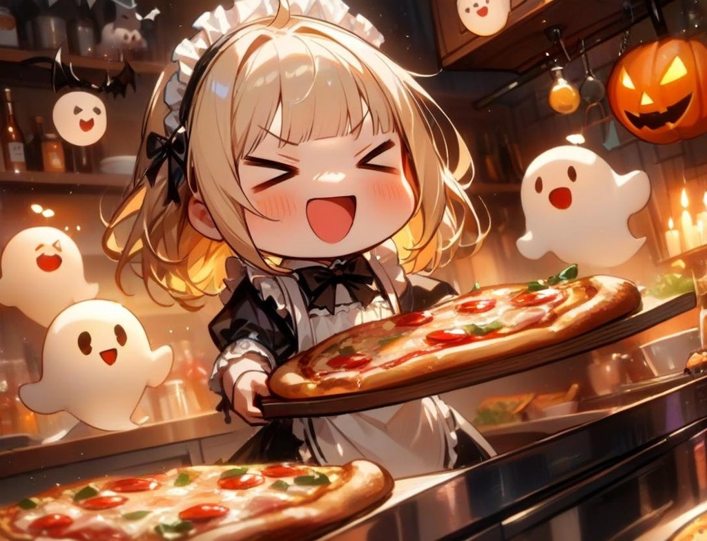 👻おピッツァ焼いたよ！🍕メイドちゃん！👻