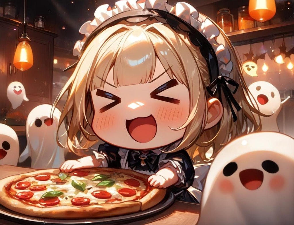 👻おピッツァ焼いたよ！🍕メイドちゃん！👻