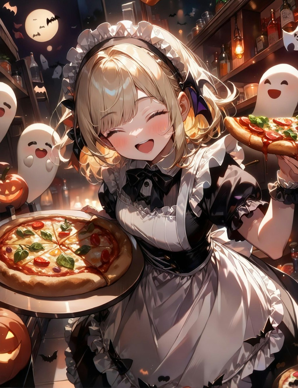 👻おピッツァ焼いたよ！🍕メイドちゃん！👻