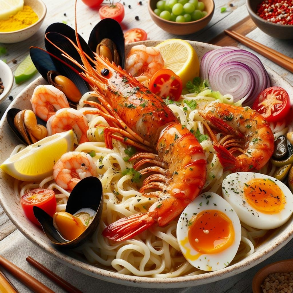 爆笑するほど美味しいseafood noodle