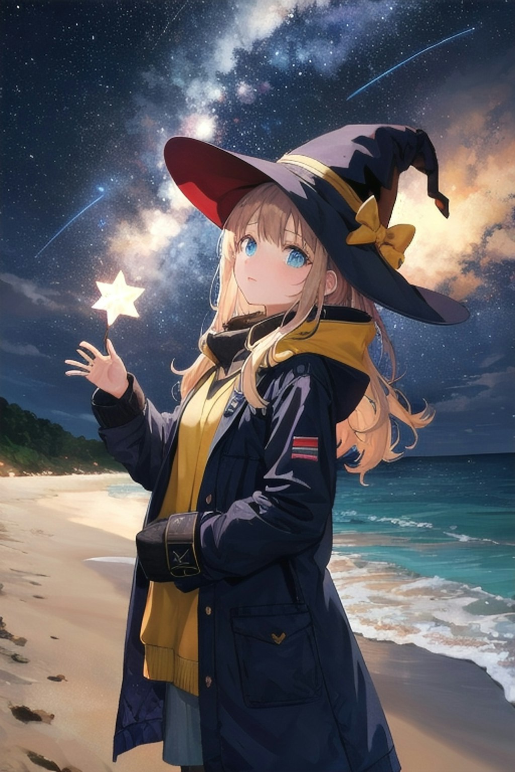 砂浜の魔女と星空